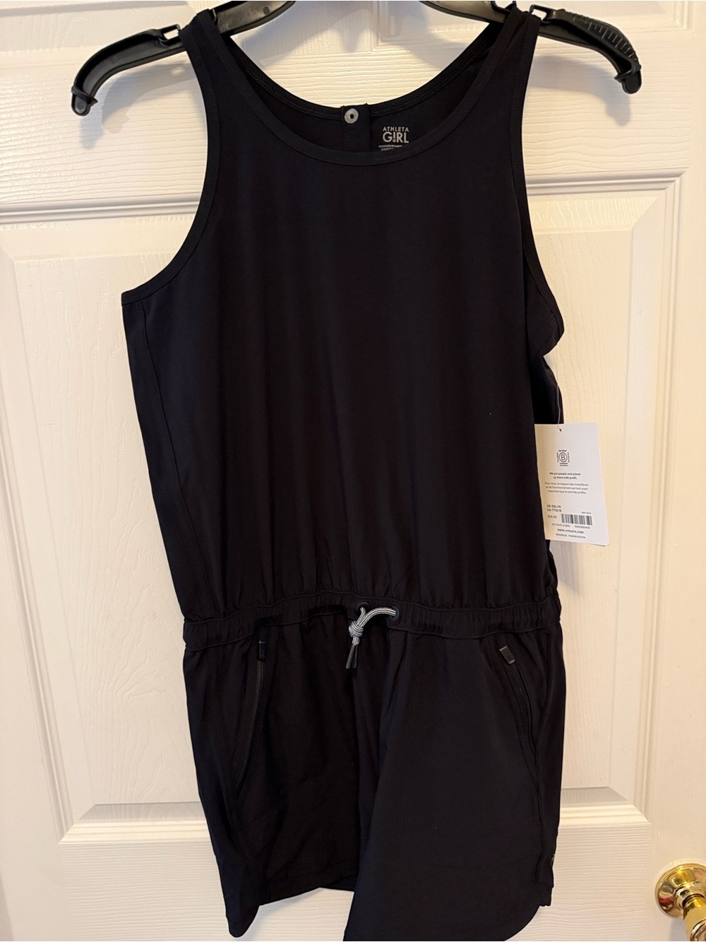 Athleta Black Girls Drawstring Tank Romper